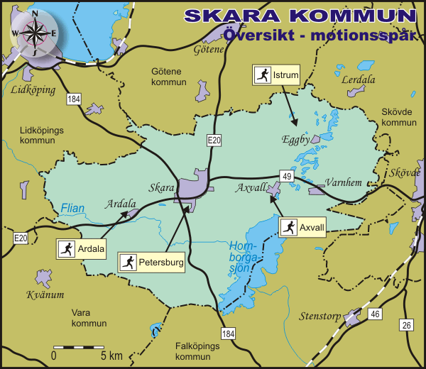 Översiktskarta - motionsspår - Skara kommun - Skaraborgsleder