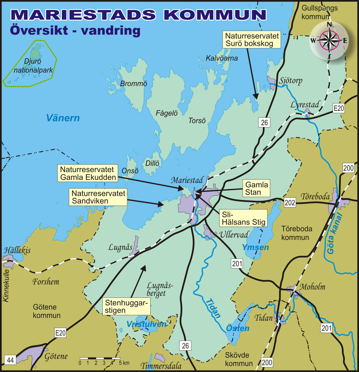 Översiktskarta - vandring - Mariestads kommun - Skaraborgsleder