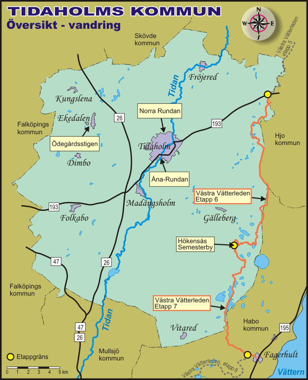 Översiktskarta - vandring - Tidaholms kommun - Skaraborgsleder